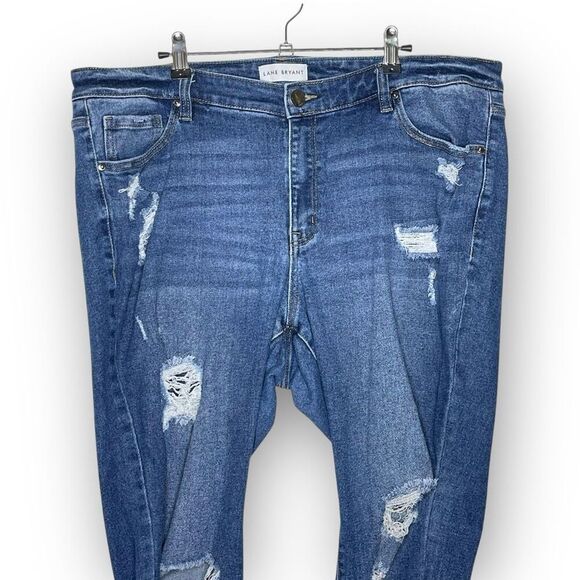 Lane Bryant Signature Fit Mid Rise Skinny Distressed Blue Jeans Women’s Size 20 - Picture 3 of 9